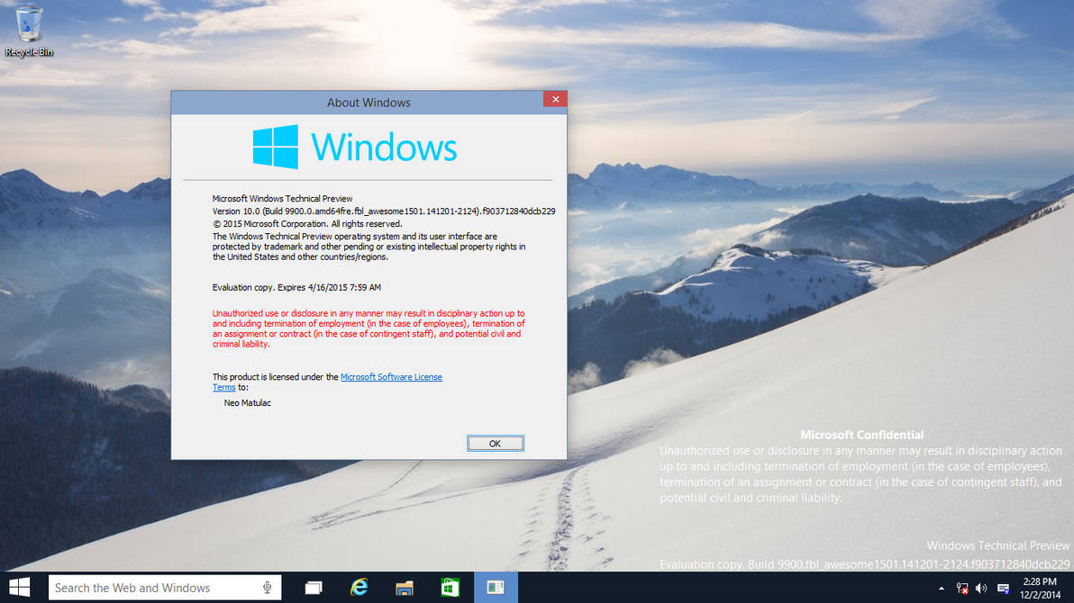 Windows 10 Build 9900 Windows 10 Build 9900