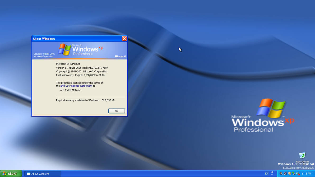 Windows XP Build 2526 (original 180 days timebomb) by xXNeoJadenXx on ...