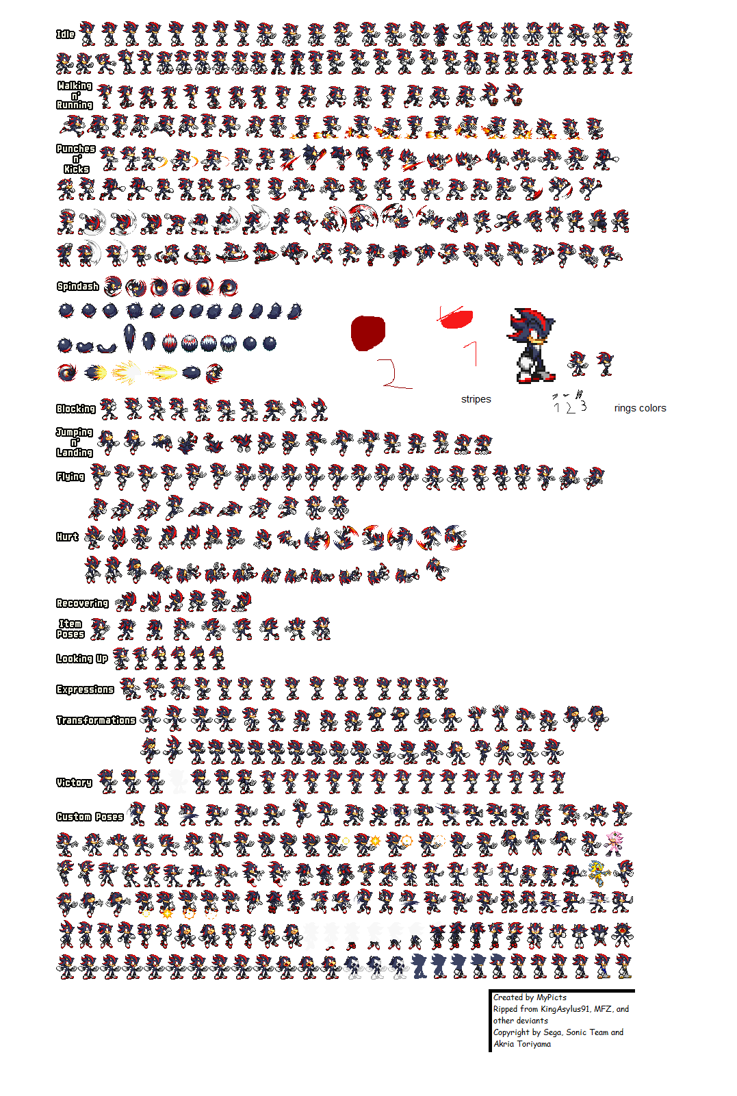 Shadow No Rings Sprite Sheet by AngryFlame321 on DeviantArt
