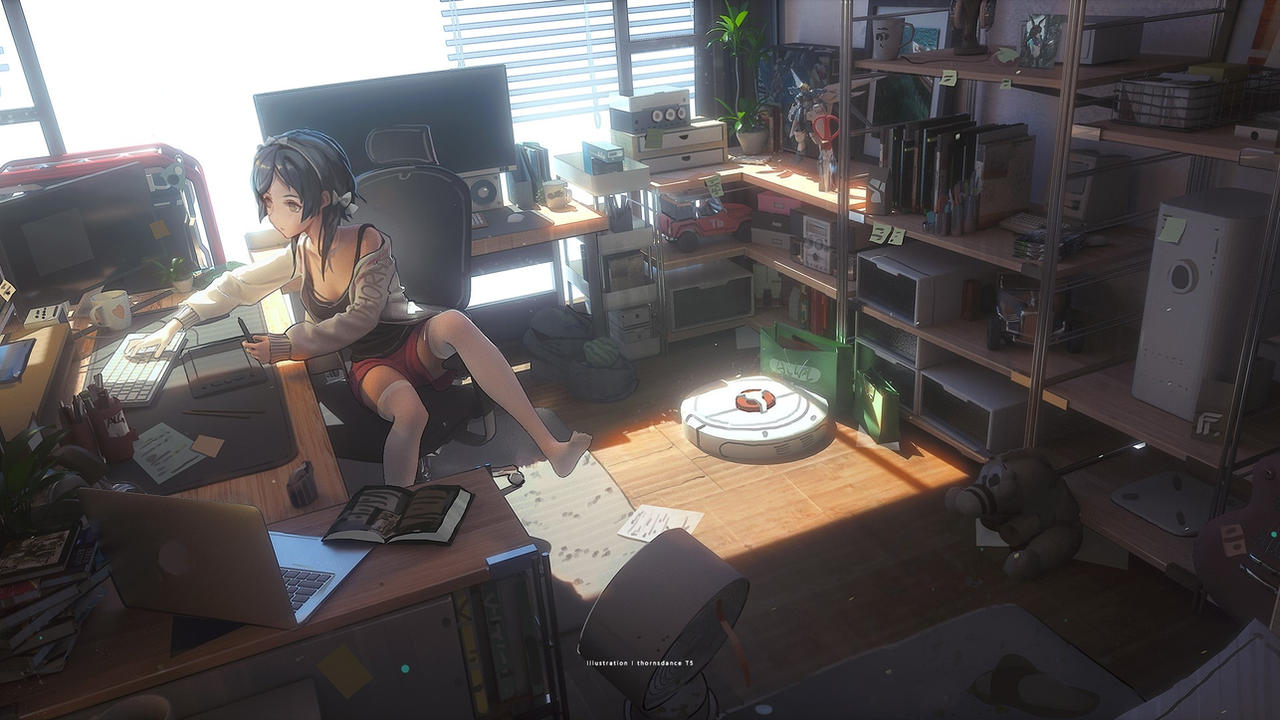 Anime Character on the Computer by PebblesPonds on DeviantArt
