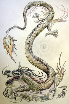 Dragon and scroll