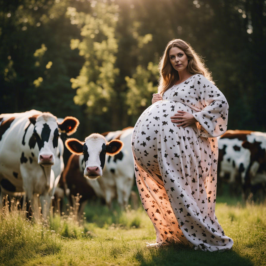 Judith from summertime saga in maternity cow suit