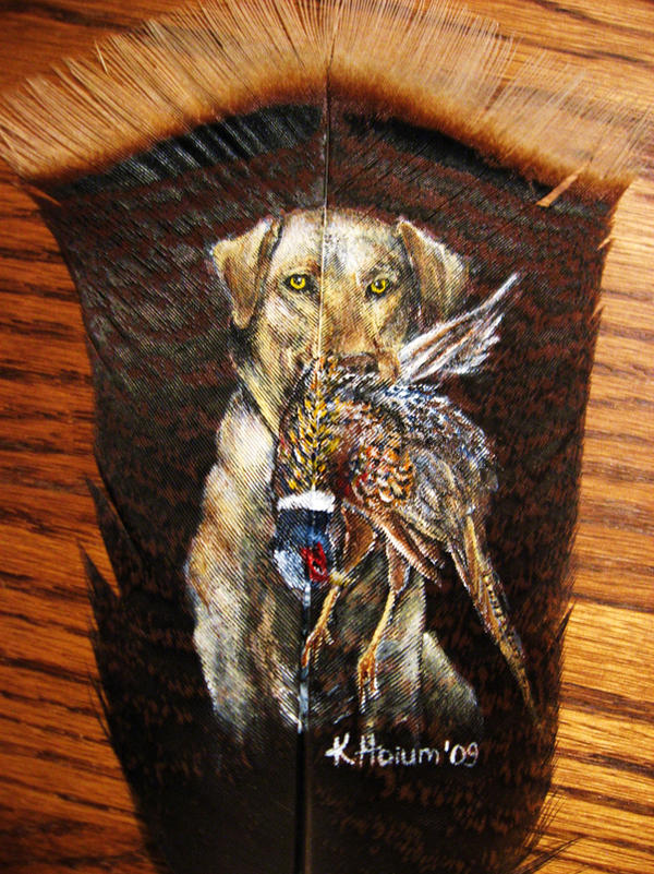 Hunting Dog Feather Painting