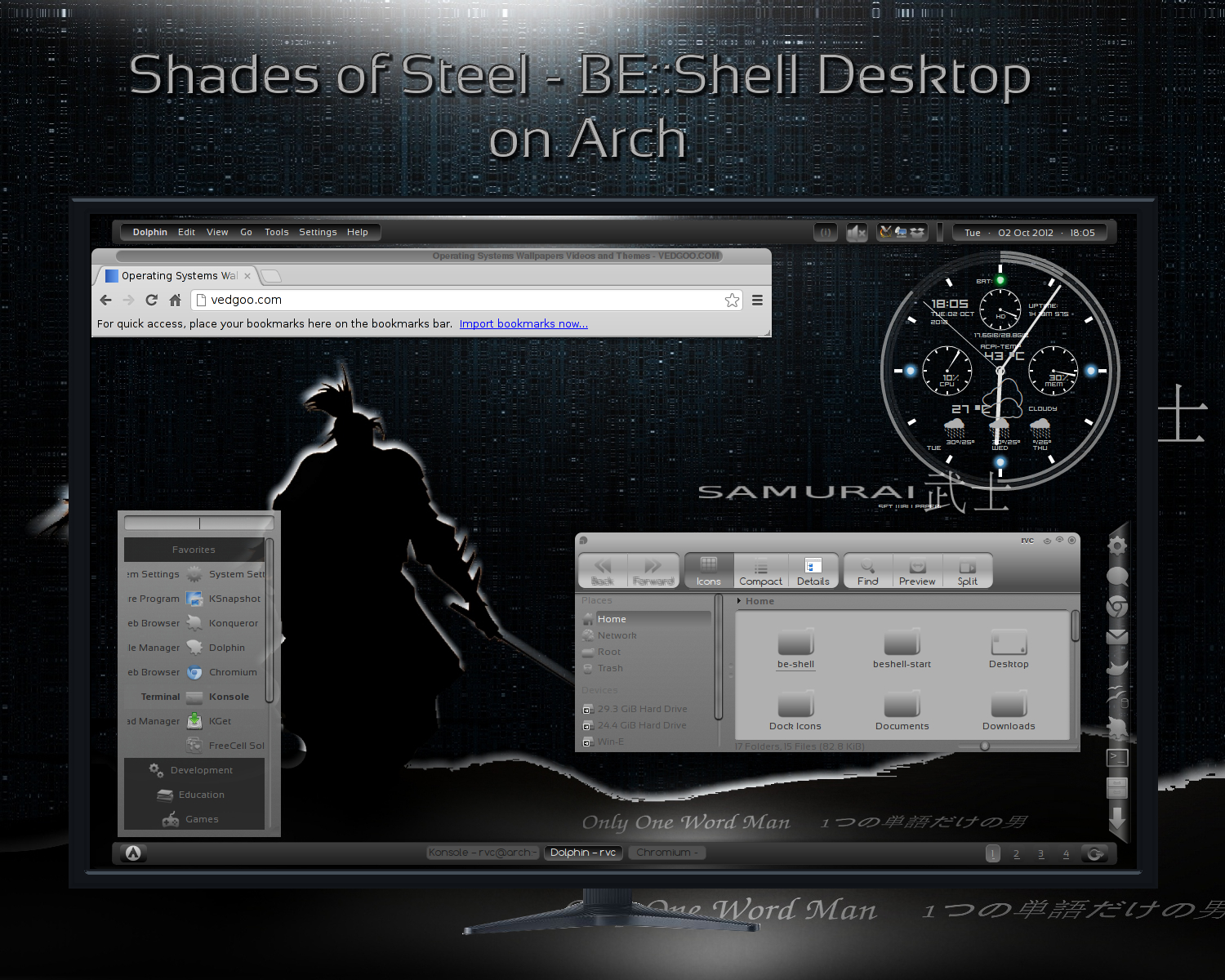 Shades of Steel - BE::Shell desktop on Arch