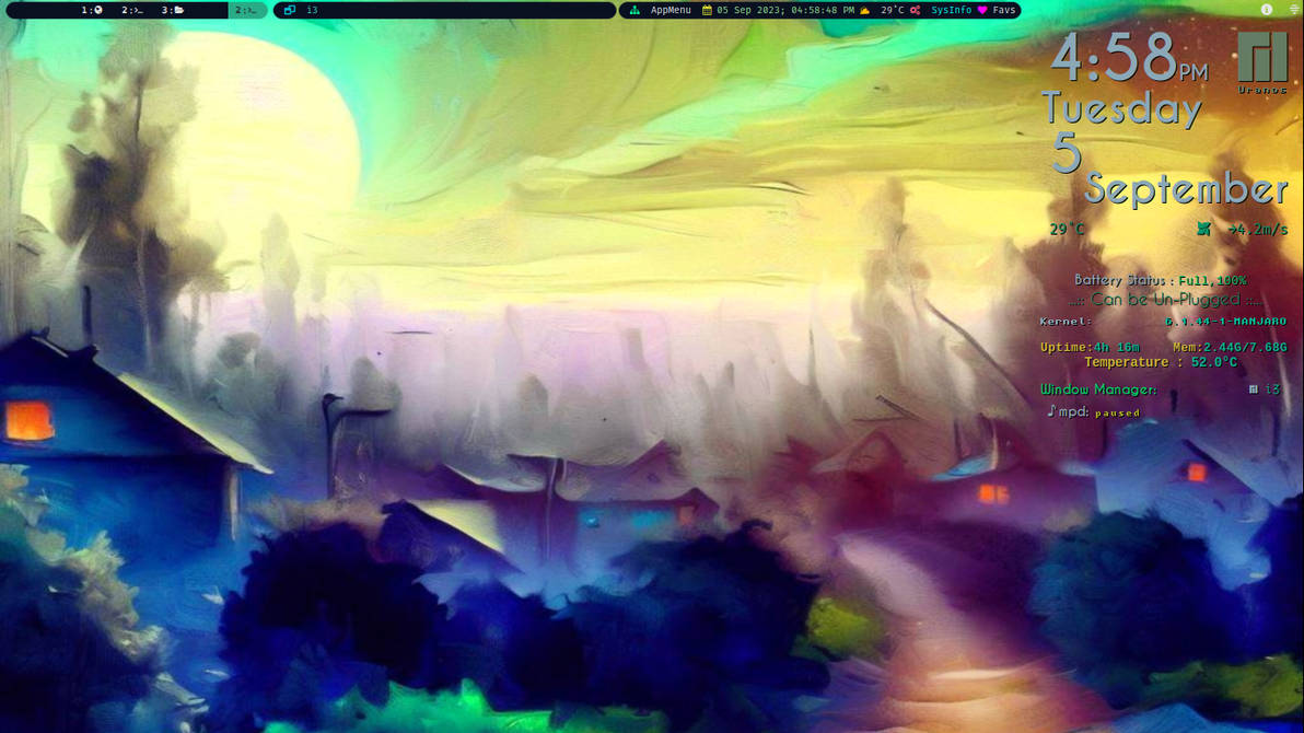 i3wm+dzen2+trayer, makes a colourful bar ! by rvc-2011 on DeviantArt