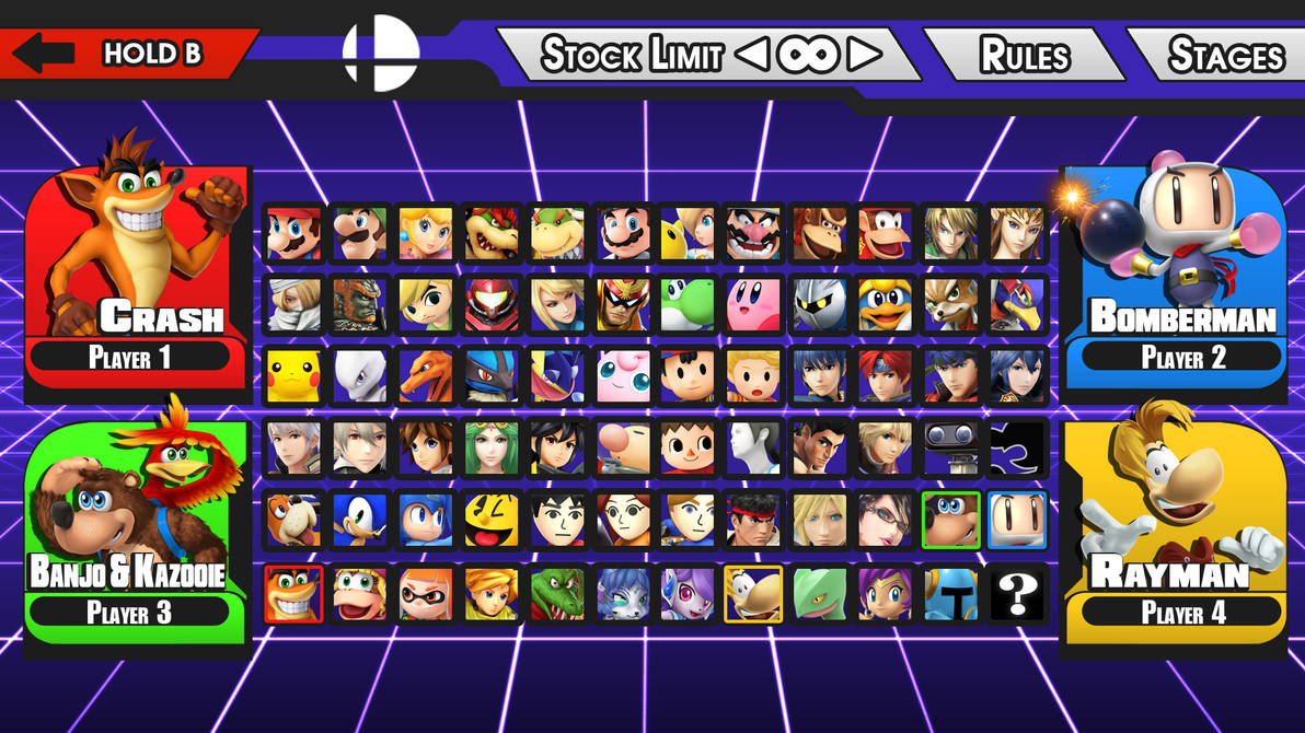 'NEW' Super Smash Bros. Character Select Screen by LivingDeadSuperstar