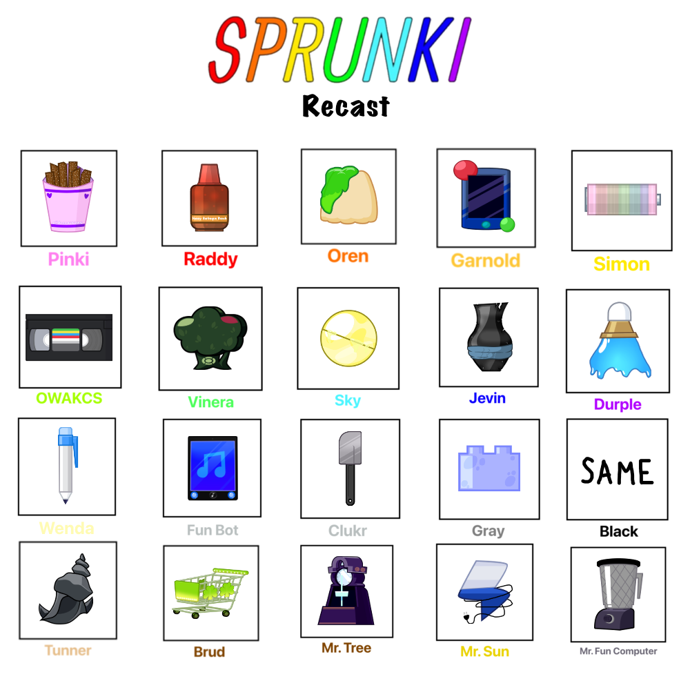 Sprunki Icon Chart Sprunki with ONG characters by littleangel53 on DeviantArt