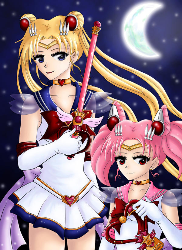 Sailor Moon and Chibi Moon