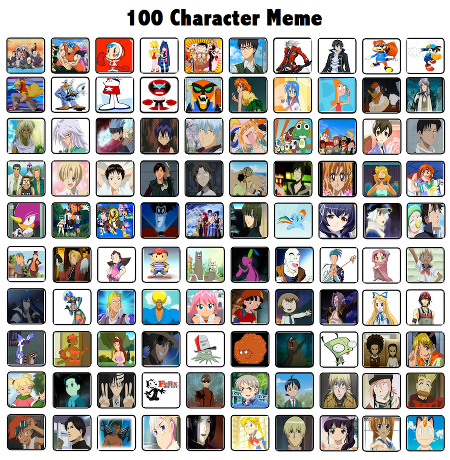 Memes characters. 100 Character meme. 100 Character meme шаблон. Favorite characters meme. 50 Character list.