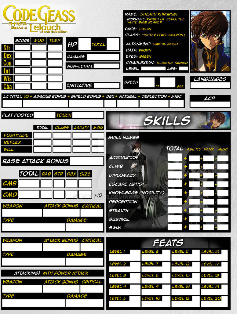 Custom Pathfinder Custom Pathfinder Character Sheet by Dante365 on DeviantArt