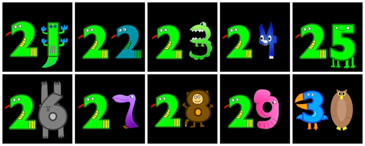Number Creature Gradient My Number Creatures 21-30 by WaylanStillwell on DeviantArt