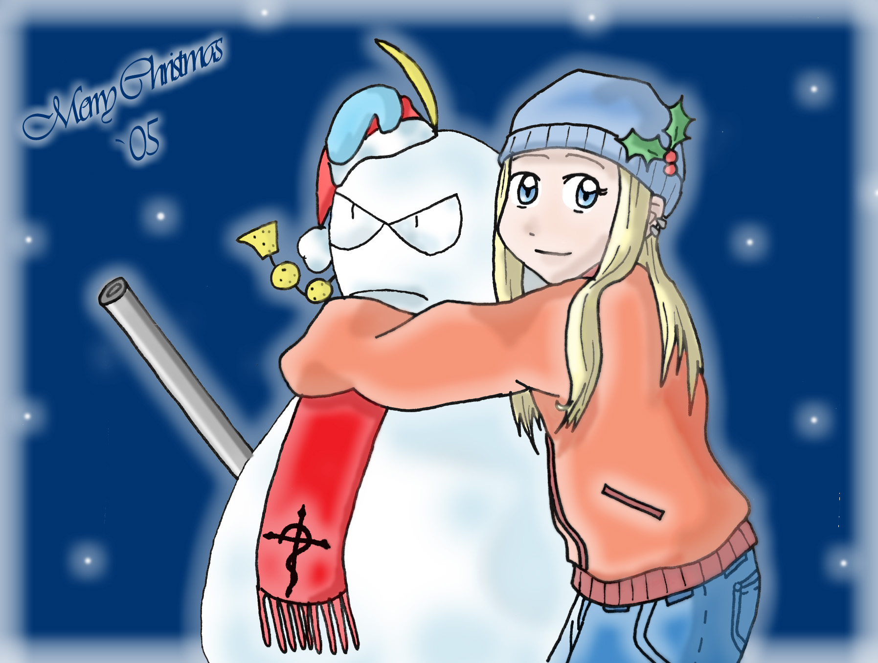 Xmas Winry and snowy Ed