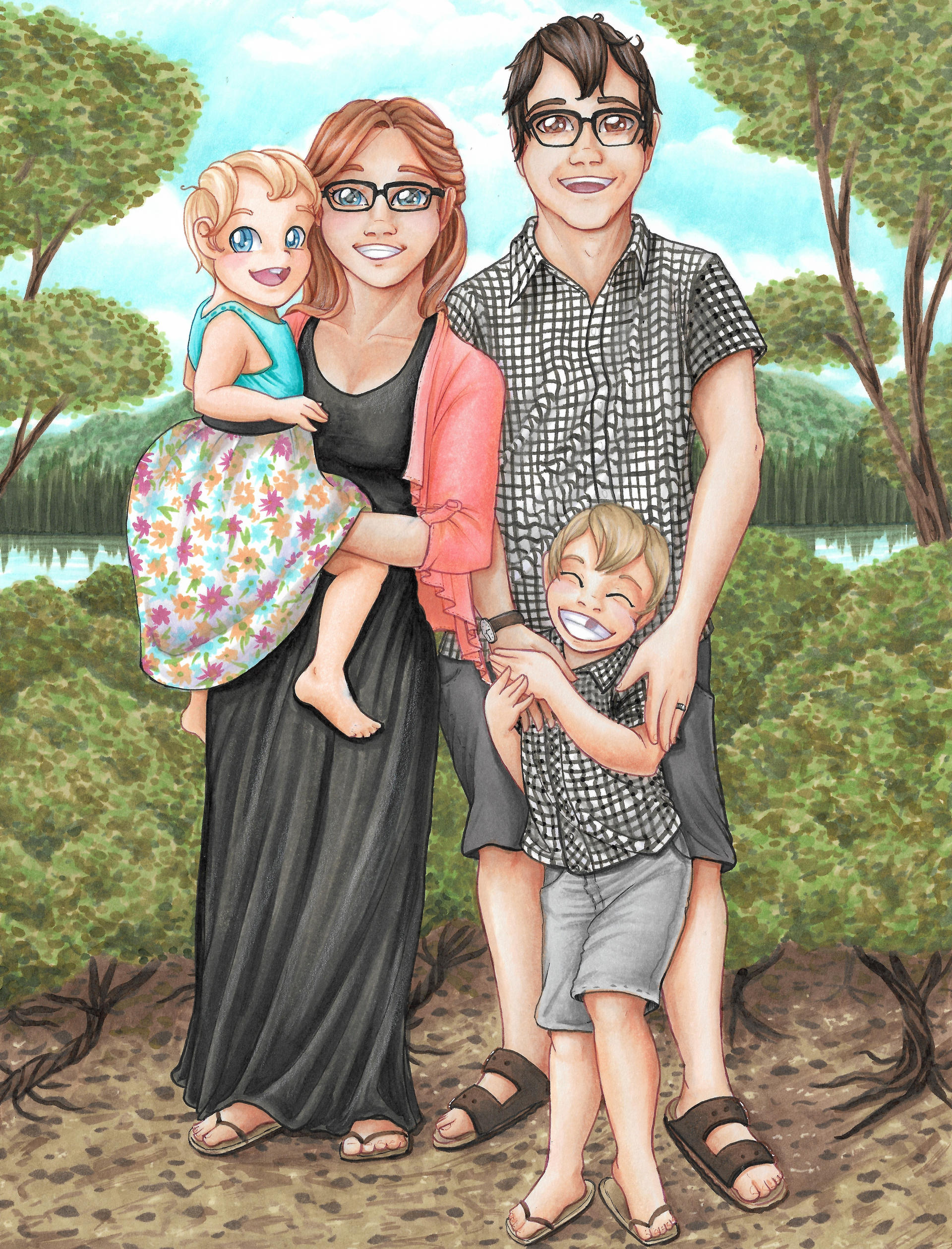 Family Deviantart Commission - Family Portrait by MayContainBirdseed on DeviantArt