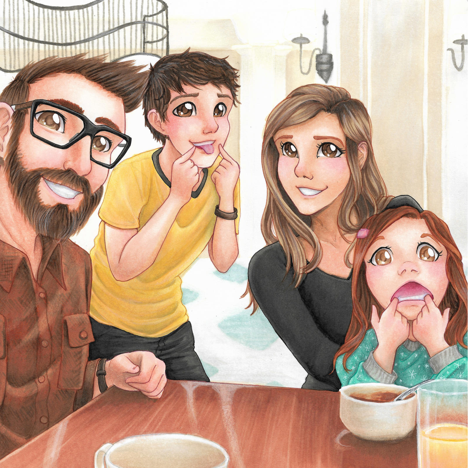 Family Deviantart Commission - Family Portrait by MayContainBirdseed on DeviantArt