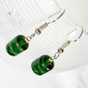 Green and Gold Glass Earrings