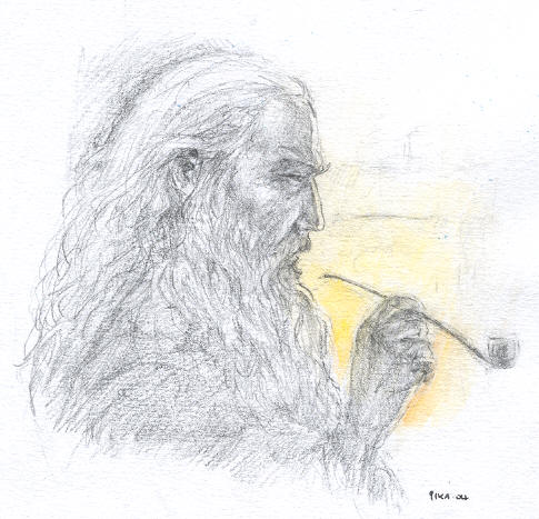 Gandalf by firelight