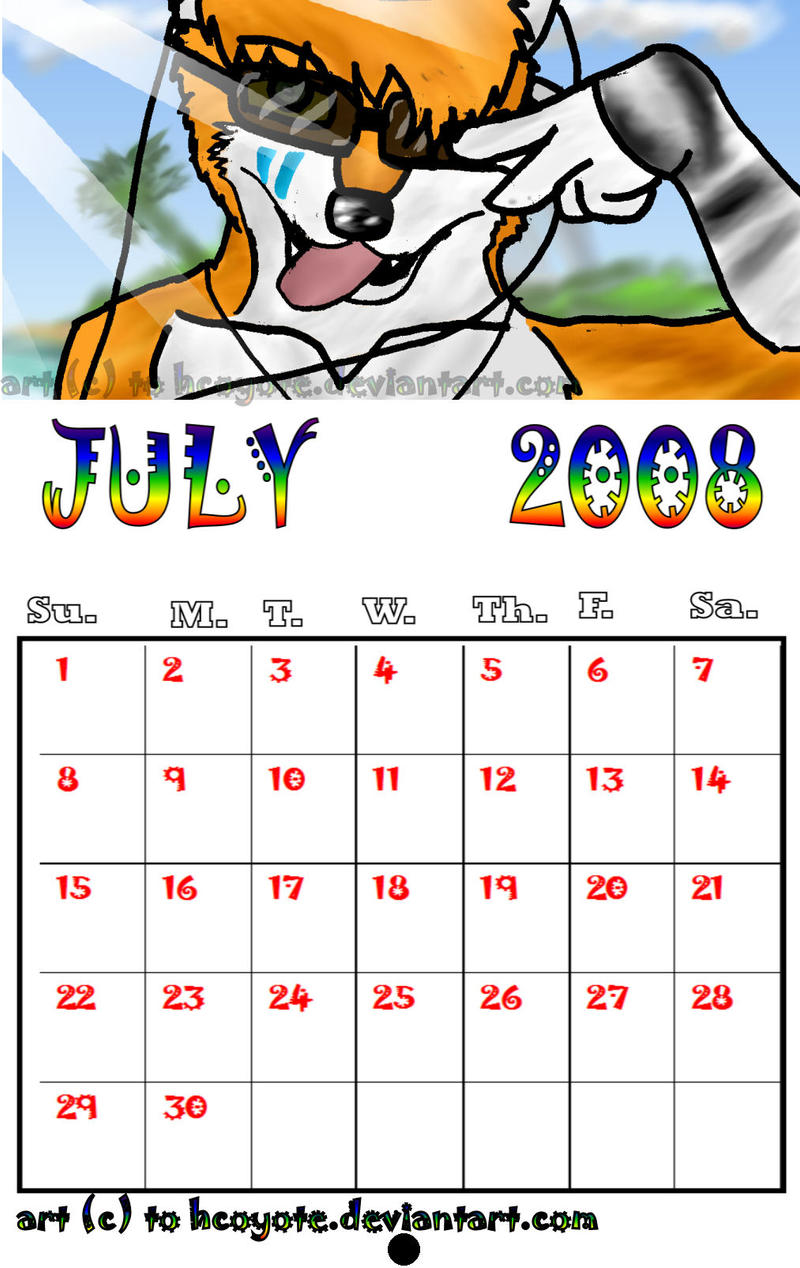 Gift July 2008 calendar for.. by HCoyote on DeviantArt