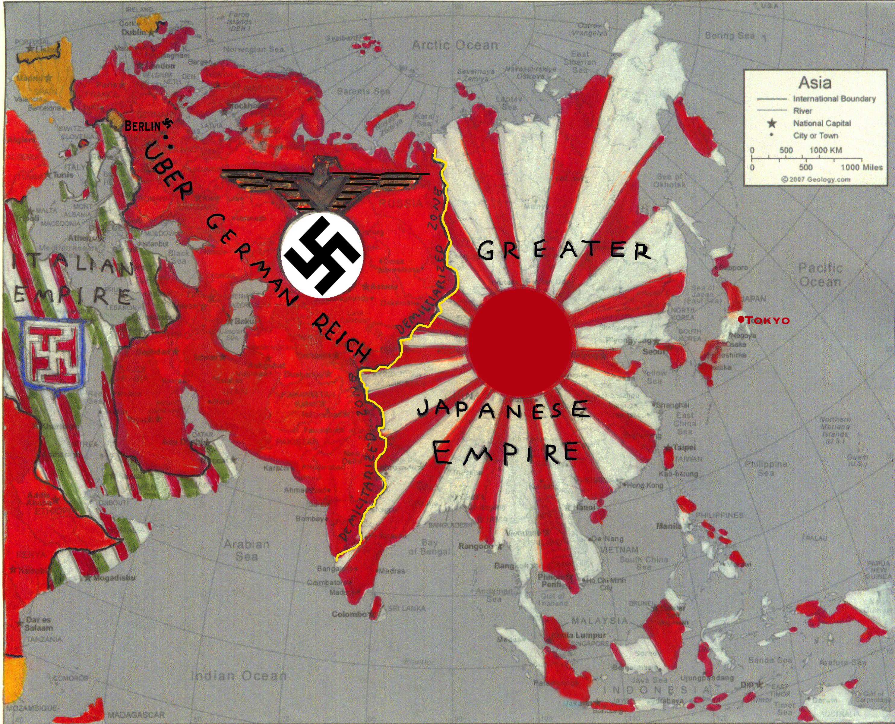Axis world map Asia