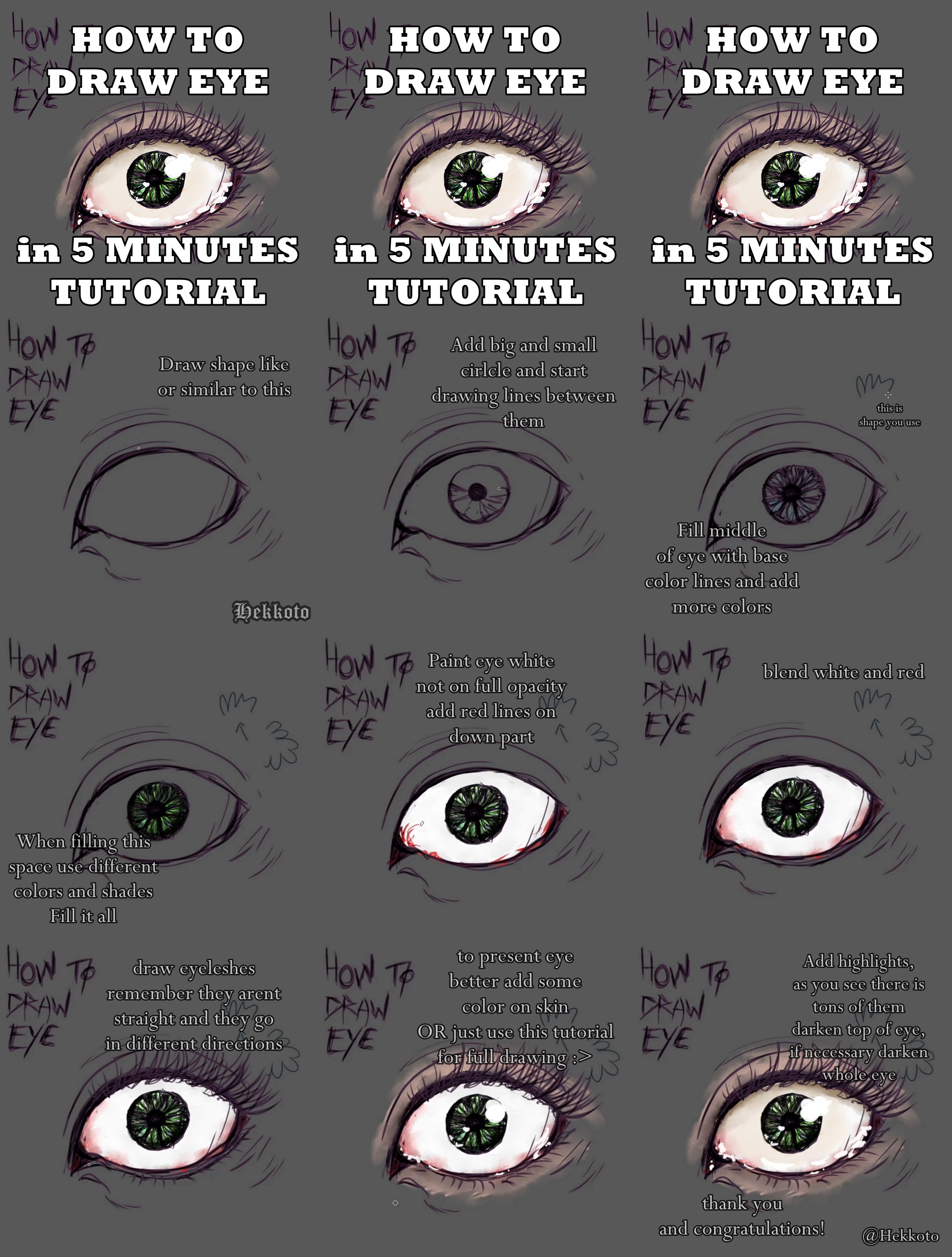 How to DRAW EYE in 5 MINUTES -TUTORIAL- by Hekkoto on DeviantArt