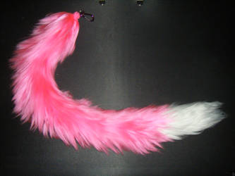 Long Pink Fox Yarn Tail with White Tip- FOR SALE!