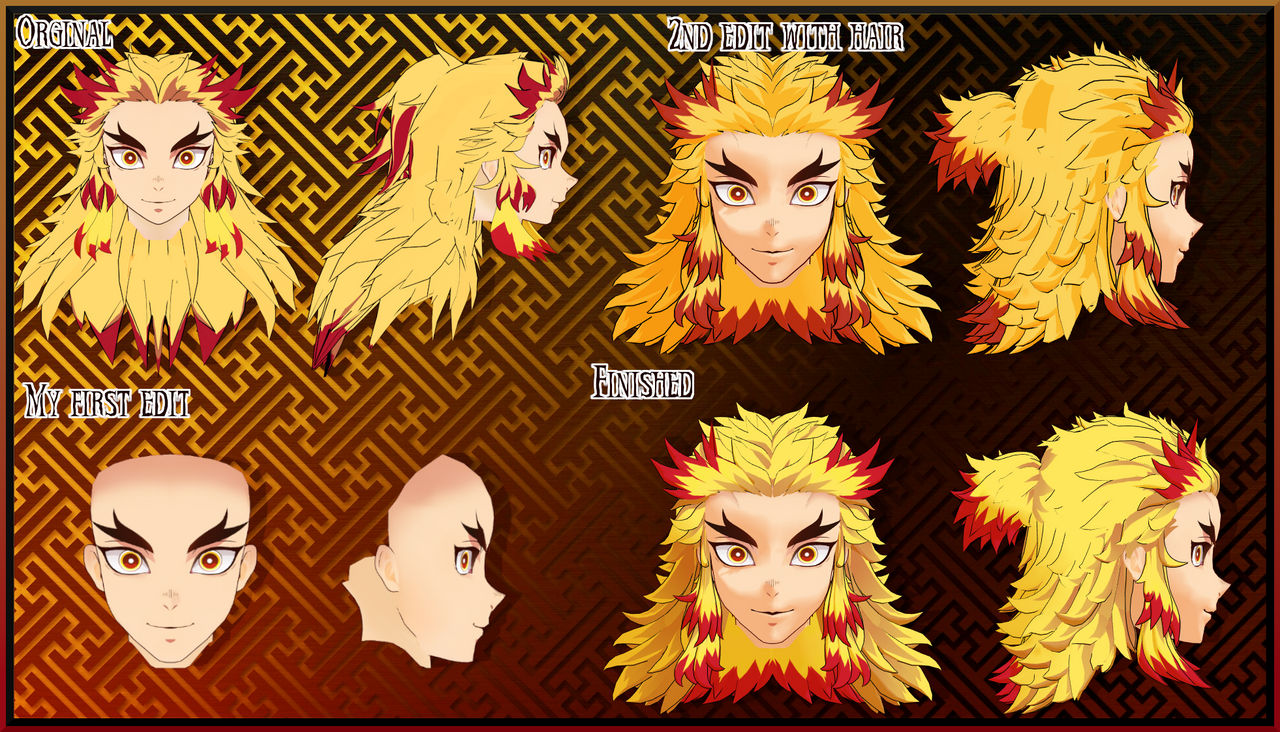 MMD Rengoku Face edit + hair wip by TacChan666 on DeviantArt