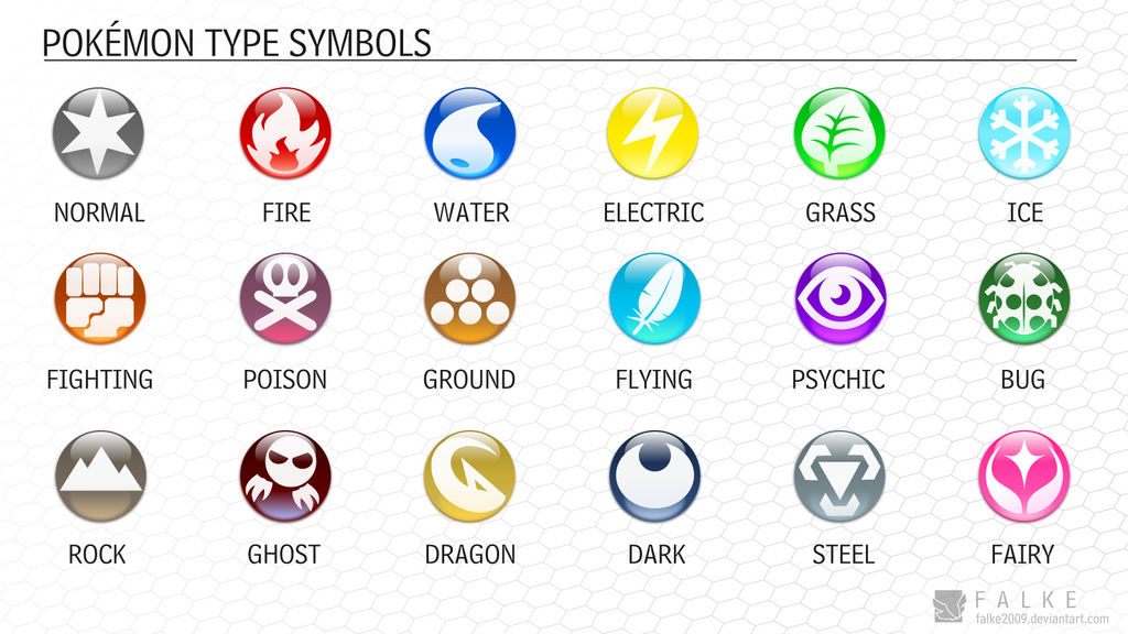 Pokemon types symbols 