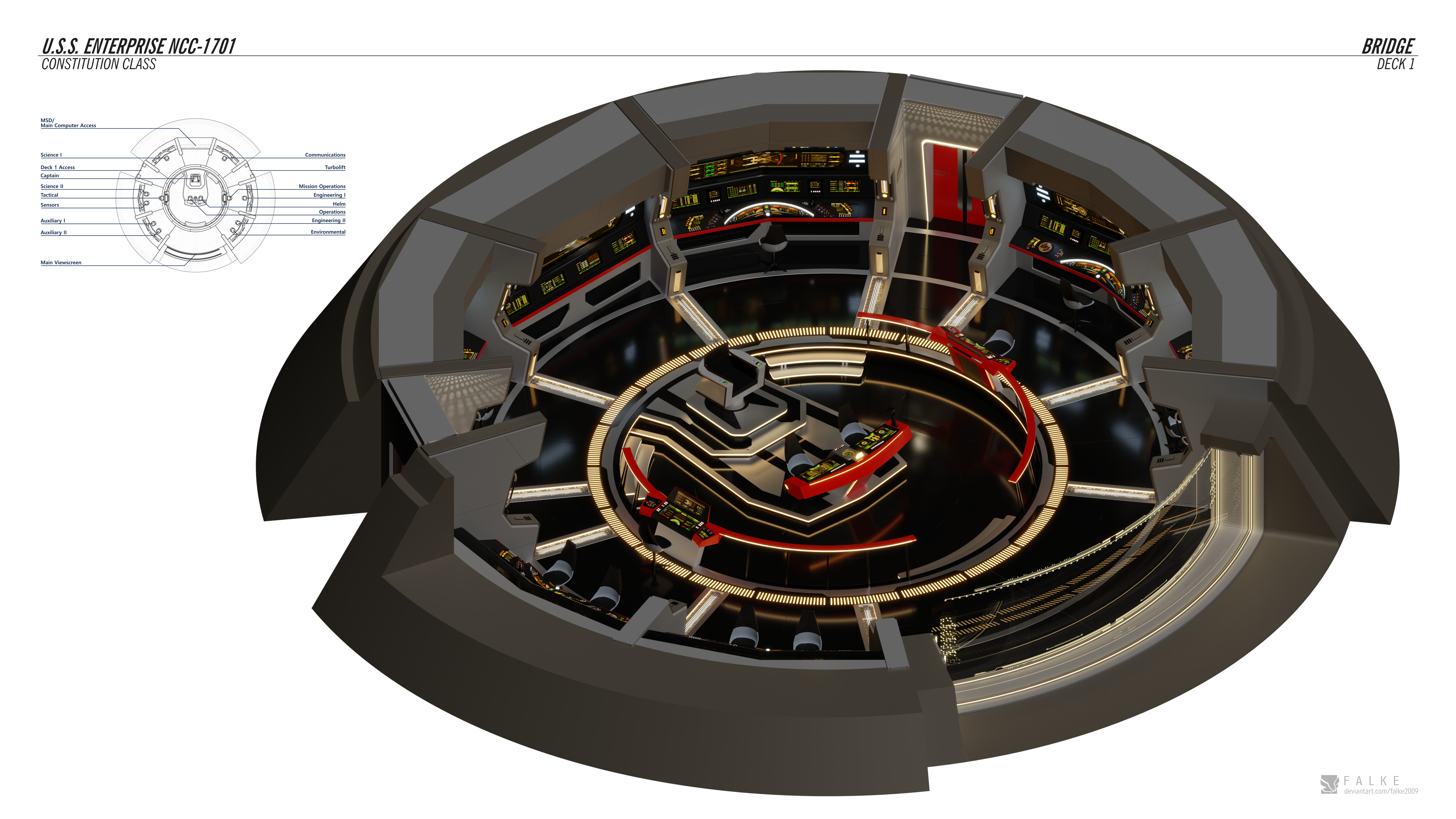 USS Enterprise - Bridge (GK) v2 cutaway by Falke2009 on DeviantArt