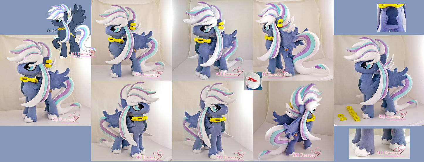 Dusk plushie (stallion OC) by moggymawee