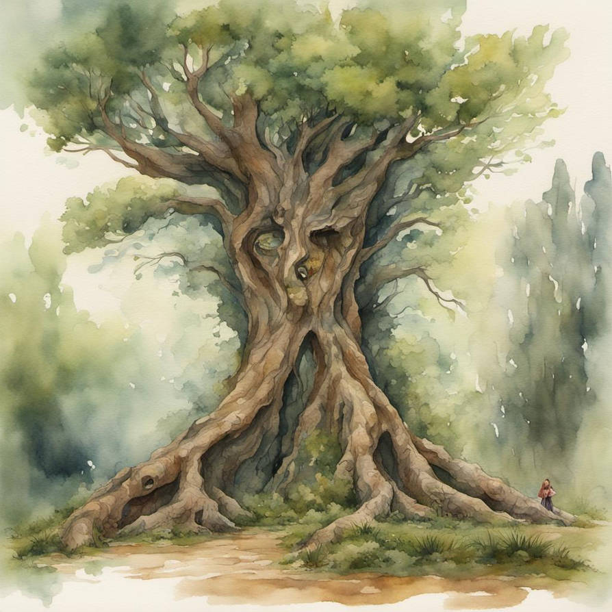 Tree Ents Deviantart Watercolor painting of a female tree giant ent wal by mccloud316 on ...