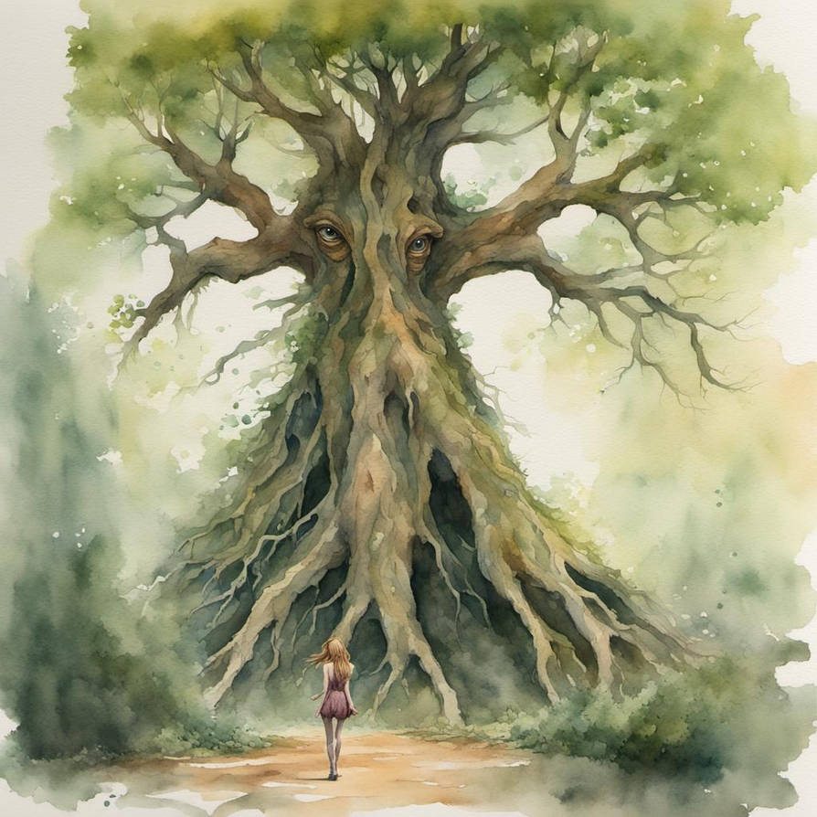 Tree Ents Deviantart Watercolor painting of a female tree giant ent wal by mccloud316 on ...