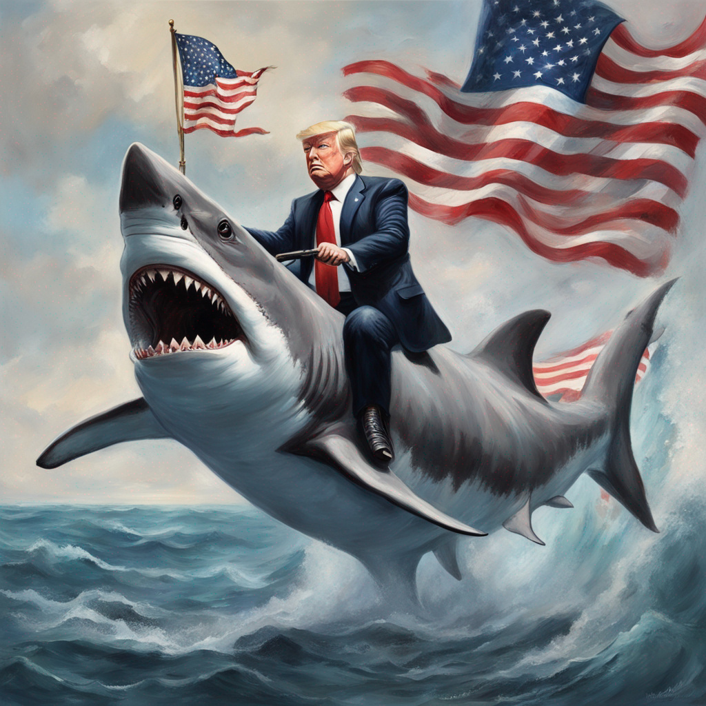 Trump Riding Alligator Card Painting of Donald Trump riding a shark 03 by mccloud316 on DeviantArt