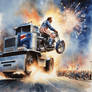 evel Knievel jumping toy truck