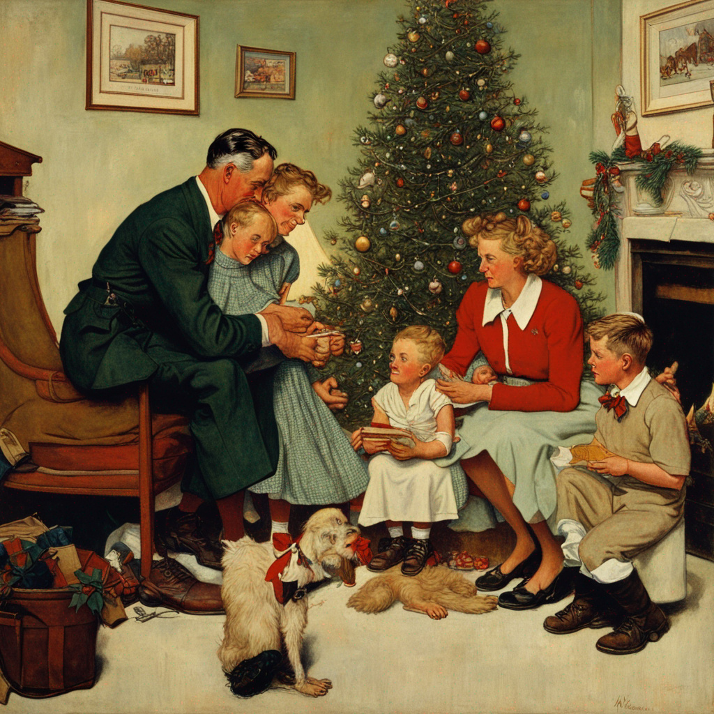 Norman Rockwell painting of a family around a Chri by mccloud316 on ...