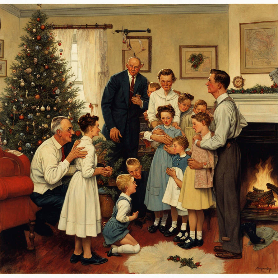 Norman Rockwell painting of a family around a Chri by mccloud316 on ...