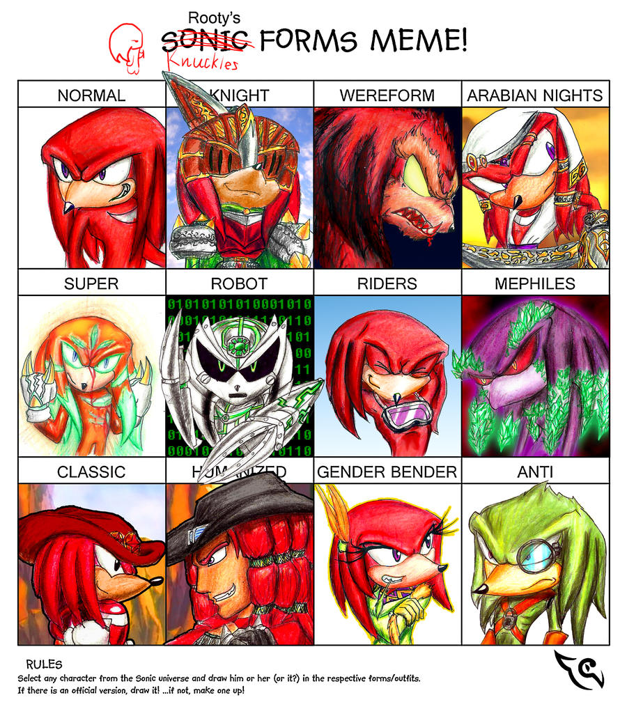 Sonic Forms Meme: Knuckles by DieBronzeneule on DeviantArt