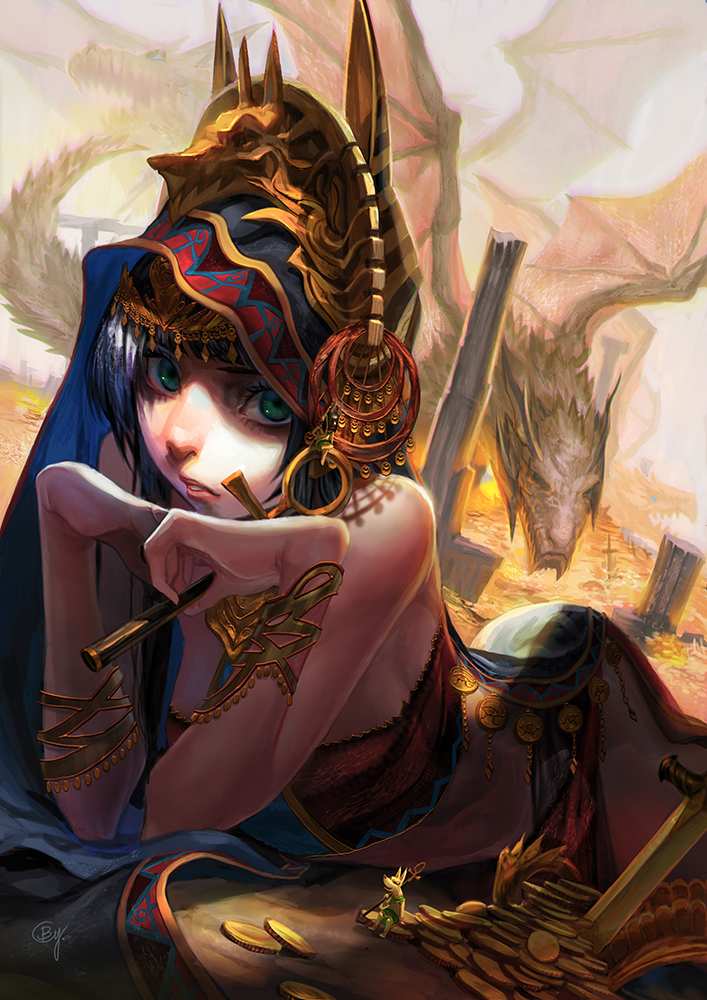 Dragons with Egyptian Treasure by bcnyArt