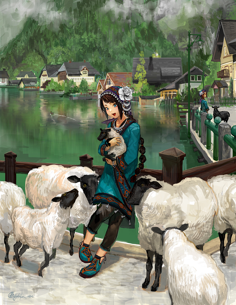 Sheep with a Girl