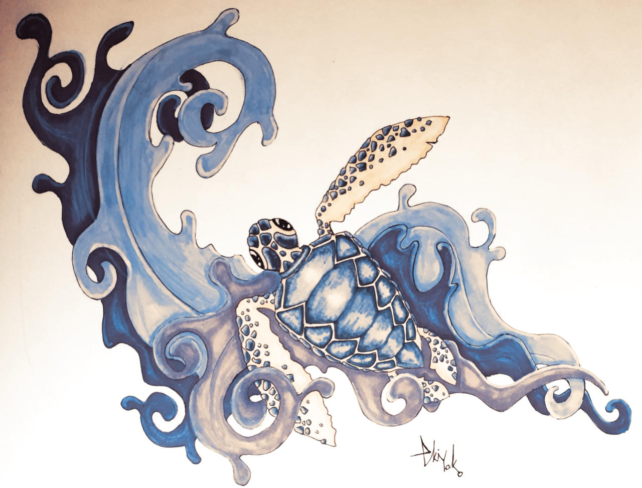 Blue sea turtle by Aki-Yoko on DeviantArt