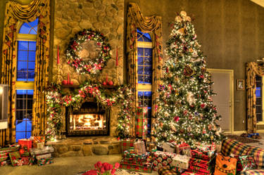 Christmas Family Room HDR