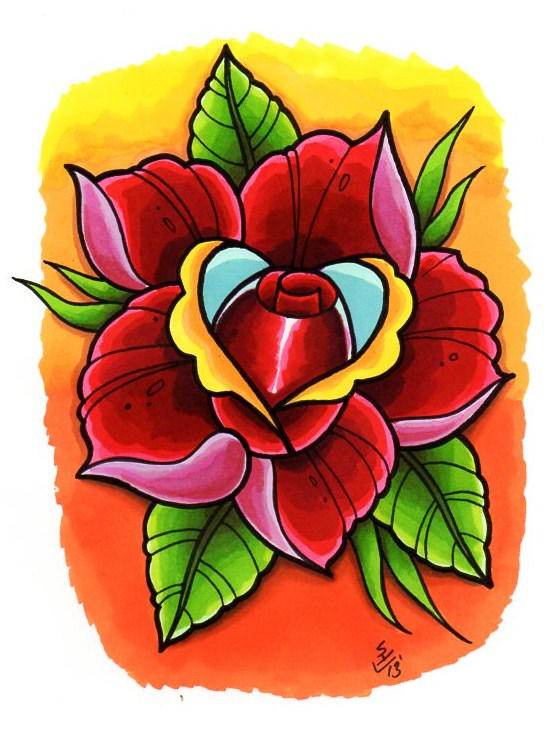 New Skool Rose Tattoo Design by Hamdoggz on DeviantArt