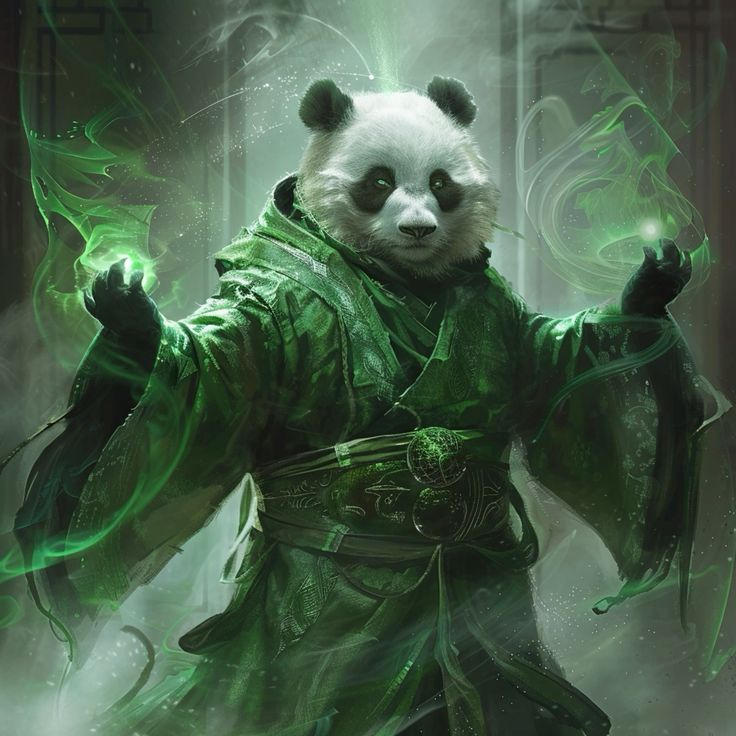 Panda Humanoid Green Mage by Full-Maverick on DeviantArt