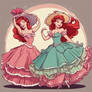 Princess Ariel and Belle as french cancan dancers 