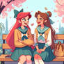 Ariel and Belle School Girls