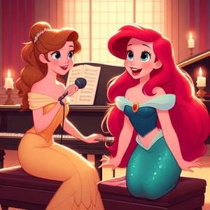 Ariel and Belle singing at their Recital