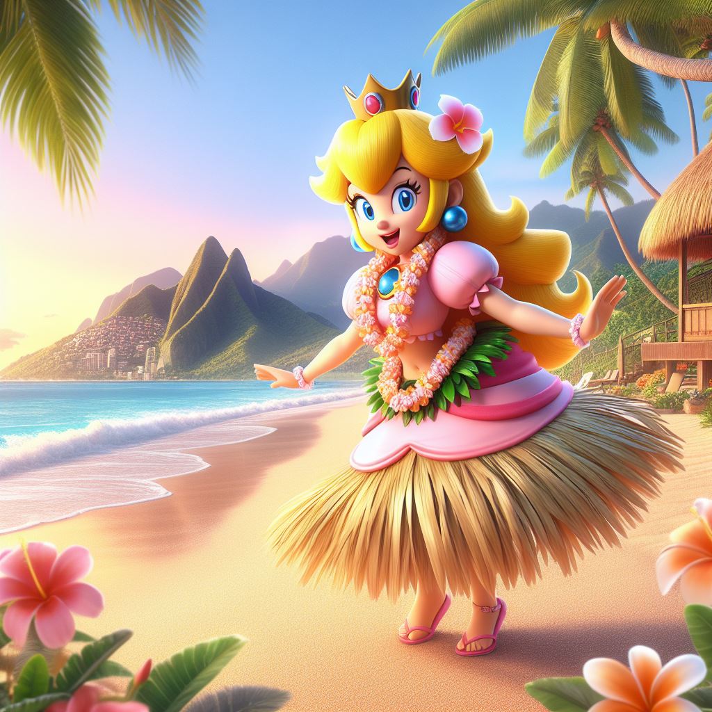 Princess Peach as a Hawaiian Hula Girl by SpongebobNintendo20 on DeviantArt