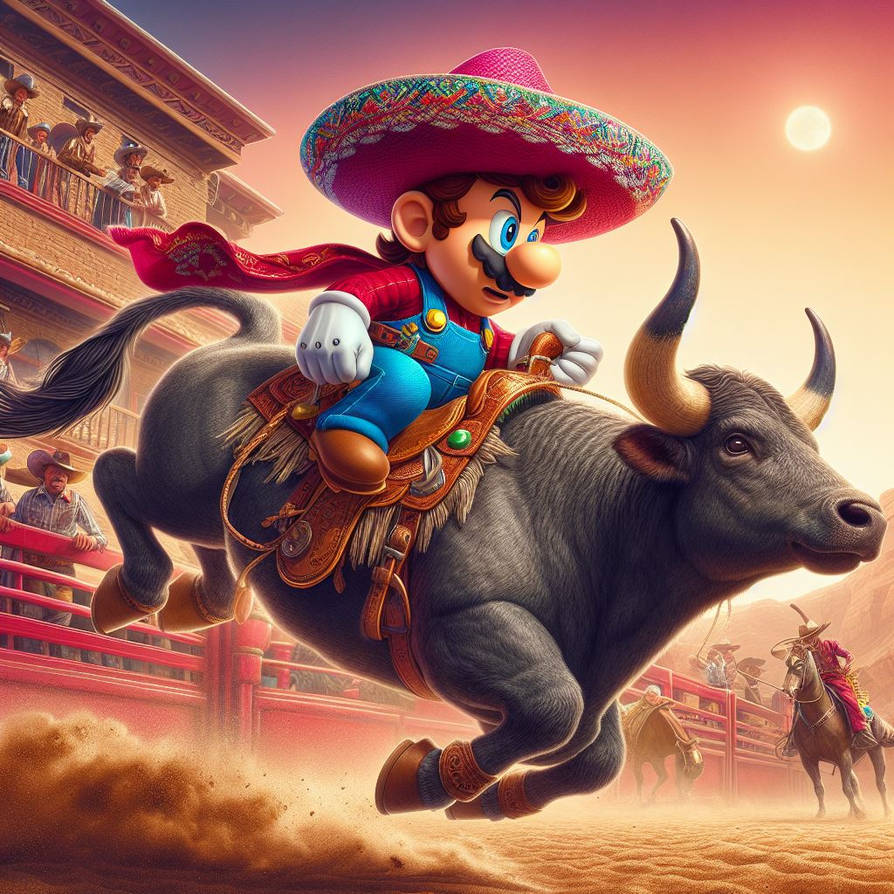 Super Mario Bull Riding by SpongebobNintendo20 on DeviantArt
