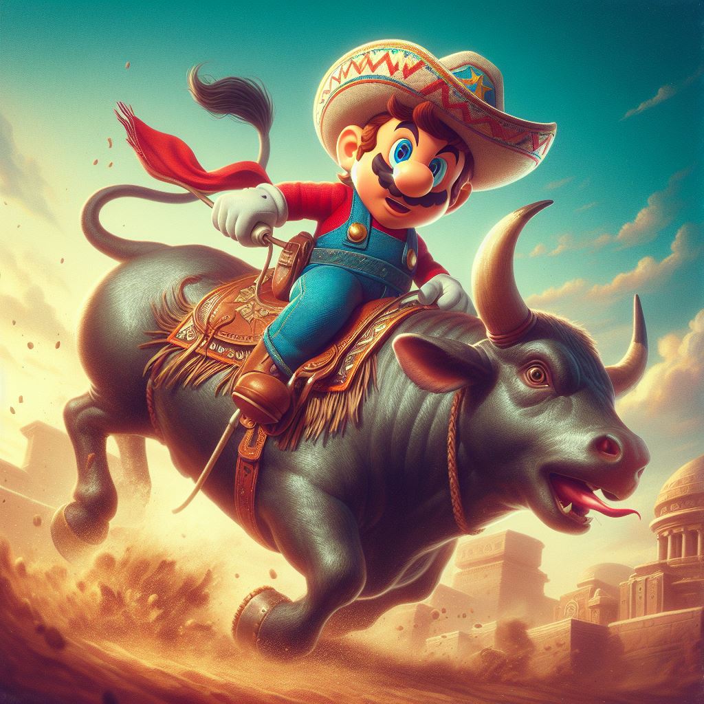 Mario the Bull Riding by SpongebobNintendo20 on DeviantArt