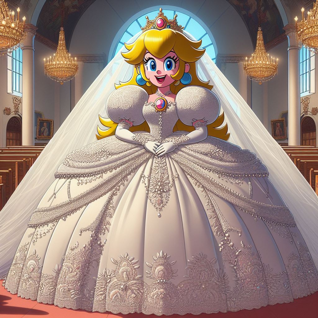 Princess Peach Wearing A Massive Bridal Gown By SpongebobNintendo20 On princess-peach-wearing-a-massive-bridal-gown-by-spongebobnintendo20-on