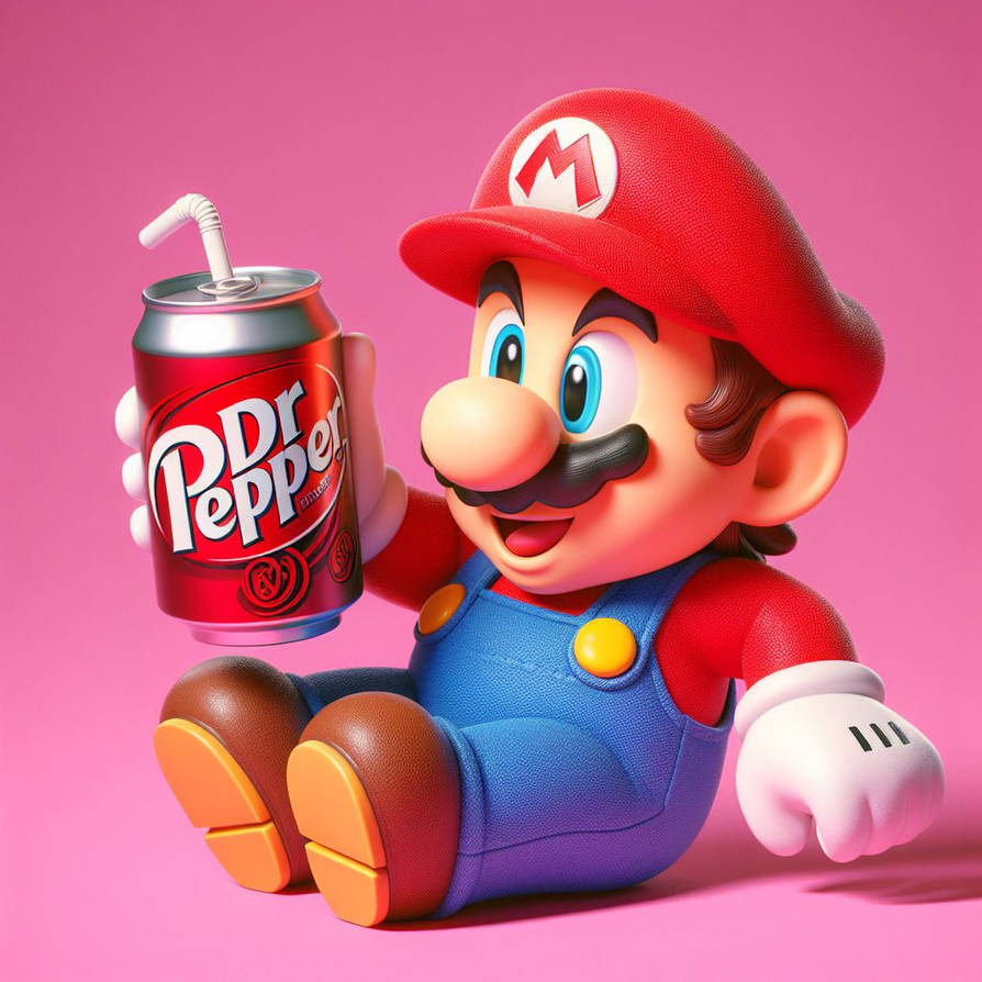 Mario enjoying an Ice Cold Dr Pepper by SpongebobNintendo20 on DeviantArt
