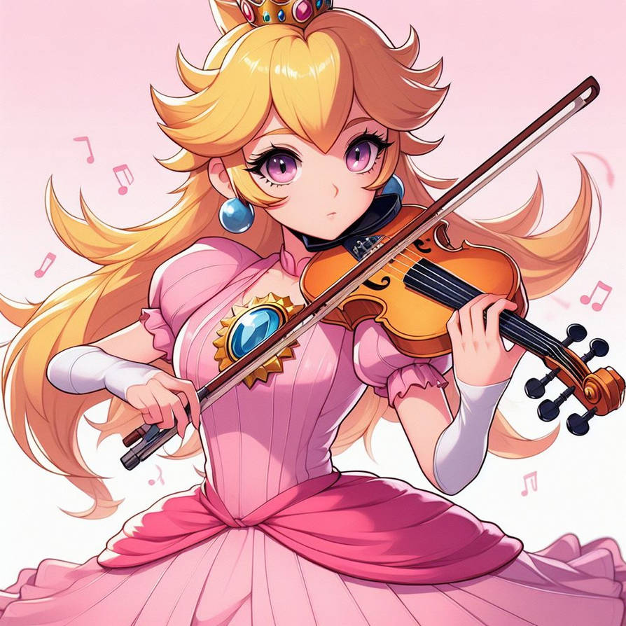 Princess Peach plays the Fiddle by SpongebobNintendo20 on DeviantArt